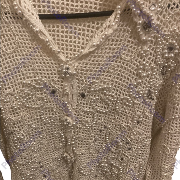 Vintage Michael Simon crochet embellished top - Picture 4 of 5